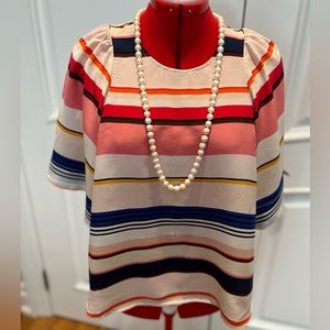 Kate Spade New York Silk Stripe Blouse, Size L